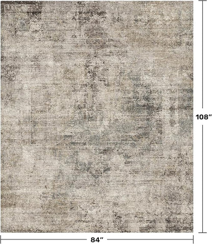 Taupe Brown 7x9 Vintage Rug for Living Room, Modern Abstract Taupe Earthy Dining Room Rugs for Under Table, Washable Non Slip Foldable High Traffic Area Carpet