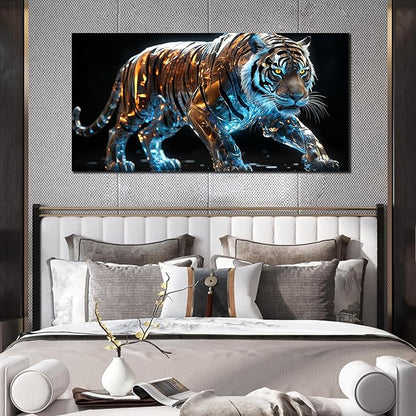 Ouzzlie Large Tiger Wall Art for Living Room Animal Canvas Picture Black Wall Decor Art for Bedroom Big Print Home Office 24" x 48"