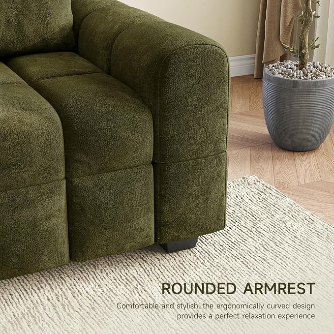 ONBRILL 82" Loveseat Sofa, Modern Chenille Sofa Couch for Living Room, Pull Point Seat Cushion, Easy Assembly, Comfy Love Seat for Small Spaces, Bedroom, Apartment, Green