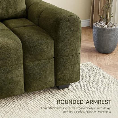 ONBRILL 82" Loveseat Sofa, Modern Chenille Sofa Couch for Living Room, Pull Point Seat Cushion, Easy Assembly, Comfy Love Seat for Small Spaces, Bedroom, Apartment, Green