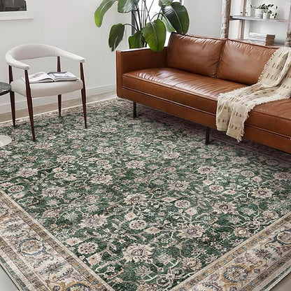 CHAMPLANT Washable Area Rug 8'x10' Retro Boho Design Non-Shedding Non-Slip Easy Care Ideal for High Traffic Areas in Living Room Bedroom Office Coffee Table Kitchen Large Carpet