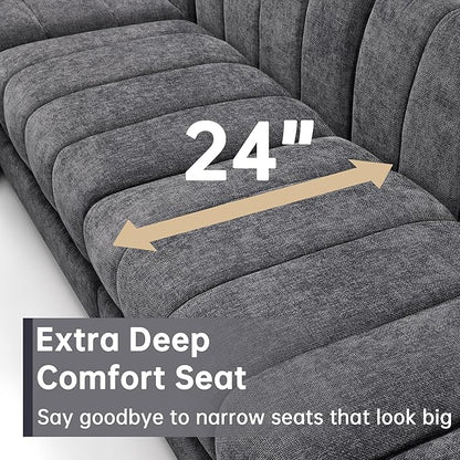 Morden Fort Oversized Sofa Couch Extra Deep Couch Modular Convertible Sectional Sofa Set Comfy Modern Sofas Couches for Living Room Apartment Bedroom Chenille