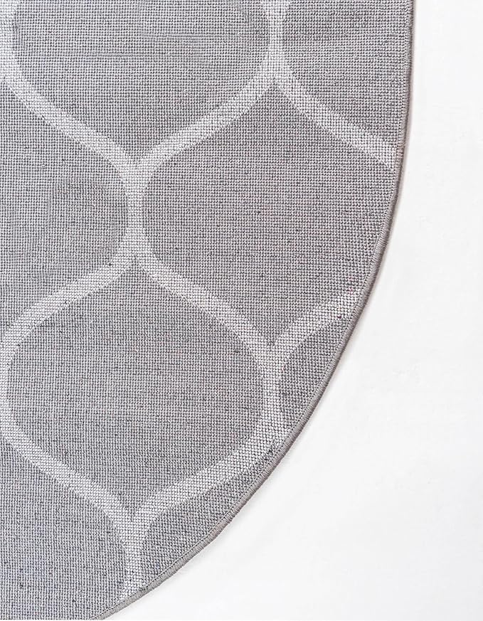 Unique Loom Trellis Frieze Collection Area Rug - Rounded (3' x 5' Oval, Dark Gray/ Ivory)