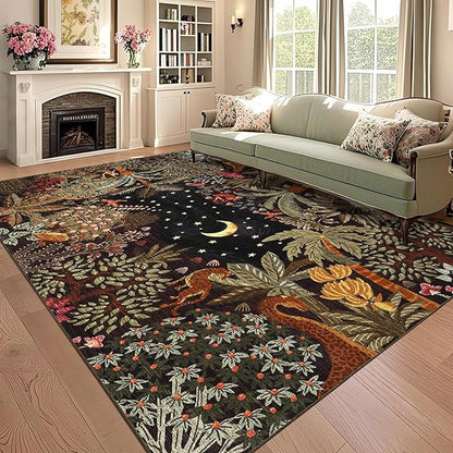 GarveeHome 6x9 Area Rug Jungle Brown Washable Rugs for Living Room Bedroom, Soft Low Pile Non Slip Accent Floor Mat Animal Print Tiger Throw Rug Indoor Carpet Dining Room Playroom