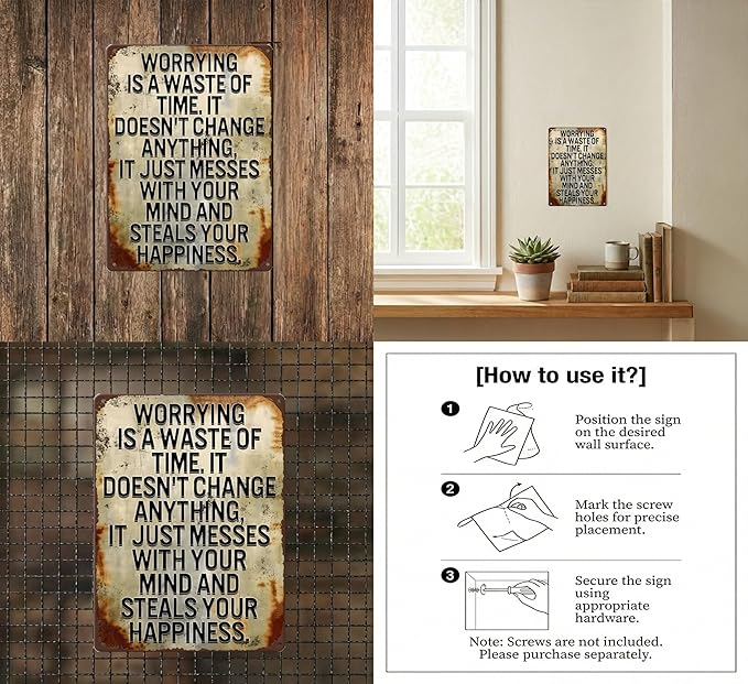 Inspirational Quote Metal Sign Wall Decor Motivational Sayings Tin Signs Wall Art Encouraging Tin Sign art Work Inspiring Positive Quotes Metal Signs 8X12Inch