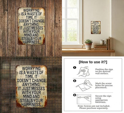 Inspirational Quote Metal Sign Wall Decor Motivational Sayings Tin Signs Wall Art Encouraging Tin Sign art Work Inspiring Positive Quotes Metal Signs 8X12Inch