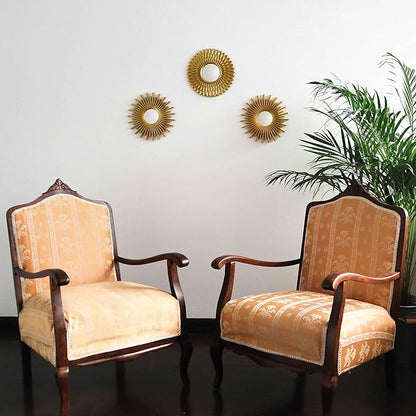 BONNYCO Gold Mirrors for Wall Pack of 3, Round Wall Mirrors Bedroom Room and Home Decor. Espejos Decorativos de Pared Sala Dormitorio, Modern Minimalist Decor Vintage, Chic. Gifts for Women, Mums