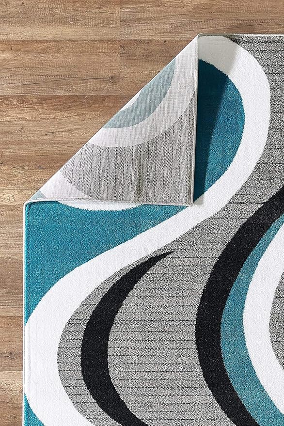 GLORY RUGS Modern 8x10 Area Rug Bedroom & Living Room Carpet with Swirls in Turkaz Grey | Contemporary Dining Accent Sevilla Collection 4817A