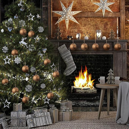 Suncalla 24 Pcs Farmhouse Christmas Ball Ornaments 3.15'' Vintage Antique Gold Christmas Tree Decor Rustic Distressed Neutral Ornaments with Loop Shatterproof Hanging Ball for Farmhouse Xmas Decor