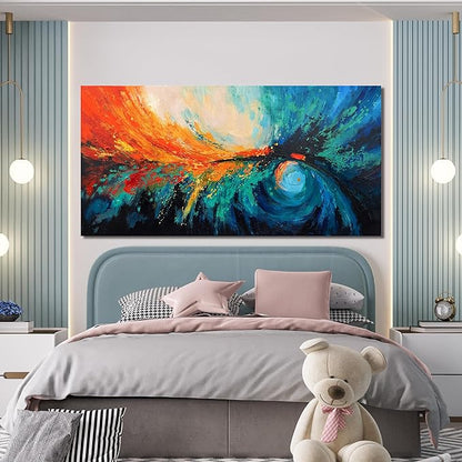 Canvas Wall Art Decor Large Wall Art Pictures For Living Room Blue Green Wall Art Canvas Abstract Art Work Colorful Abstract Wall Art Decor Prints For Bedroom Office Kitchen Wall Decor 29" x 58"