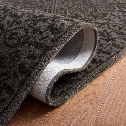 SAFAVIEH Dip Dye Collection Area Rug - 9' Square, Dark Grey, Geometric Design, Ideal for High Traffic Areas in Living Room, Bedroom, Dining (DDY151H)