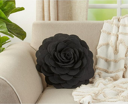 SARO LIFESTYLE Flower Design Poly Filled Throw Pillow, Teal, 16"