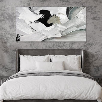 Abstract Wall Art Home Wall Decor Black White and Grey painting Abstract Canvas Art Framed Artwork Modern Home Wall Decor for Living Room Bedroom Office 29"x58"
