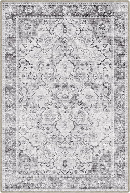 LUMI 5x8 Washable Area Rug for Living Room, Ultra Soft Stain Resistant Carpet with Non Slip Rubber Backing, Non-Shedding Low Pile Rugs for Bedroom, Dining Room, Indoor, Office