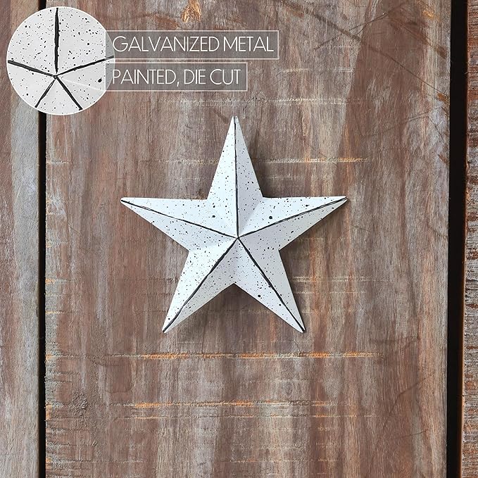VHC Brands Patriotic Faceted Metal Star Wall Hanging 4x4, Independence Day Decor, American Star Design, Distressed Appearance Matte White