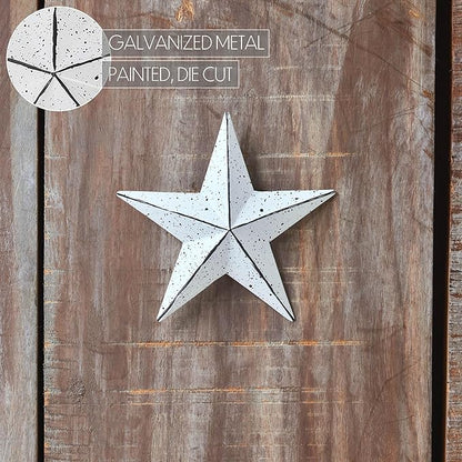 VHC Brands Patriotic Faceted Metal Star Wall Hanging 4x4, Independence Day Decor, American Star Design, Distressed Appearance Matte White