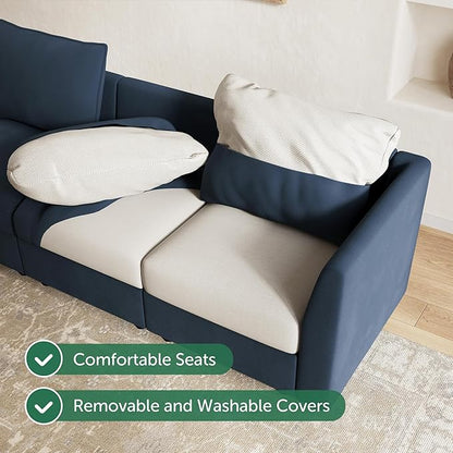 HONBAY Modular Sectional Couch L Shaped Sectional Sofa with Storage Velvet Convertible Sectional Couches for Living Room,Dark Blue