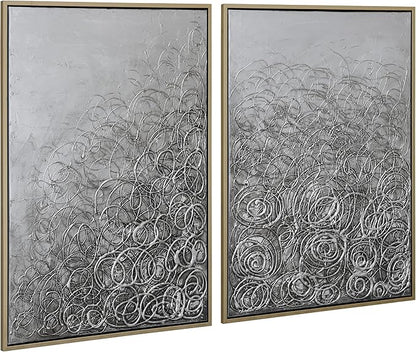 Empire Art Direct Abstract Wall Art Textured Hand Painted Canvas by Martin Edwards, Diptych, 48" x 36" each, Circular Logic