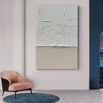 NANKAI Art 45x30 Inches Modern Minimalist Art Painting White and Grey Abstract Art Oil Painting Home Office Corridor Wall Decoration Art