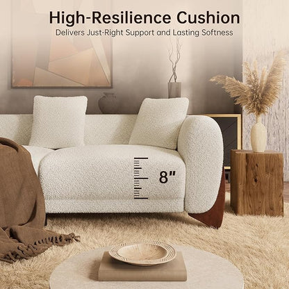 Morden Fort 2 Piece Boucle Sofa Set, Modern Upholstered Couches Sofas Set Durable Comfy Boucle Pet-Friendly, Armless Chair & 3-Seater Sofa Sets for Living Room Bedroom Apartment, Beige