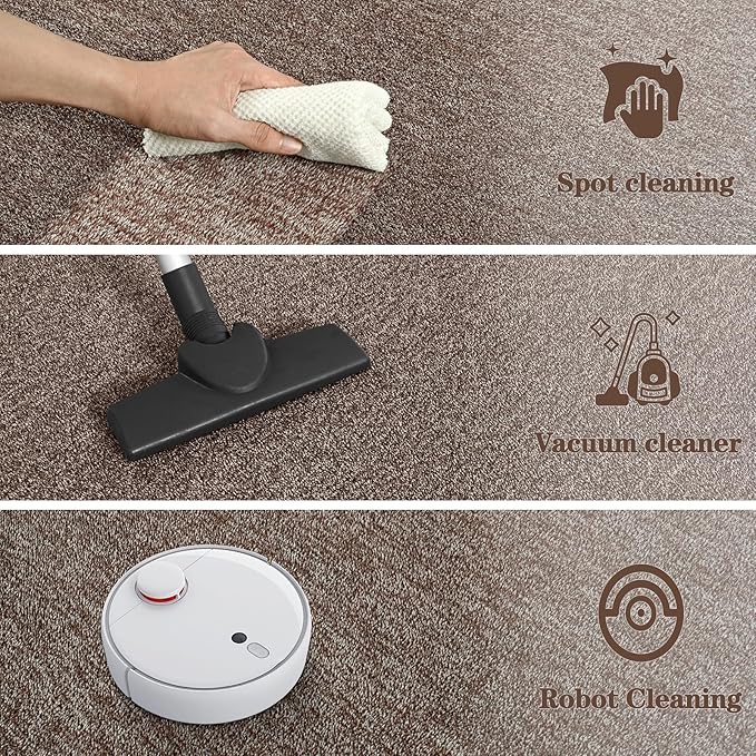 7x10 Area Rugs for Bedroom Living Room, Brown Soft Low-Pile Modern Indoor Thickened Memory Foam Non-Slip Washable Carpets for Kids Dorm Home Decor Rug