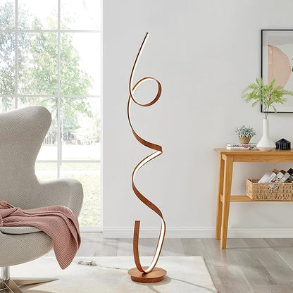 Finesse Decor Amsterdam LED Floor Lamp - Brown Silicone Dimmable Abstract, Modern 63" Standing Lamp for Bedroom, Dining Room, Living Room, Entryway, Hallway, Office