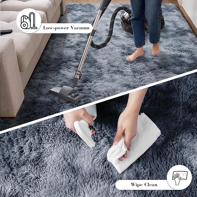 Fluffy Rug Shag Area Rug, Mottling Dark Grey 2x4 Area Rugs for Bedroom, Small Bedside Rug, Soft Fluffy Shag Entryway Throw Rugs for Living Room Bedroom Kids Room Home Decor