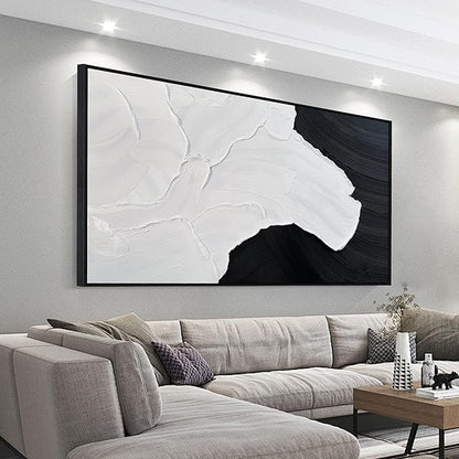 Tarfupth Black and White Abstract Wall Art for Living Room Hand-Painted Large Abstract Wave Oil Paintings Textured Artwork for Bedroom Office Home Decor 39x79 Inch