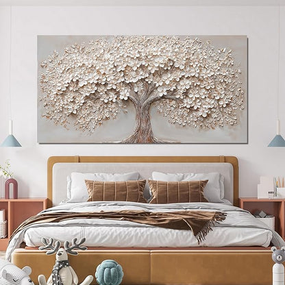 Canvas Wall Art Decor Prints Oversized Wall Art Pictures for Living Room Large Tree of Life Wall Art Decor Canvas Art Wall Decor Modern White Wall Art Prints Artwork for Walls Bedroom Office Decor 35" X 70"