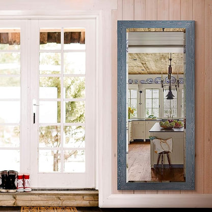 Renditions Gallery Full Length Mirror Gray Wood Frame Full Body Wall Mounted Apartment Vanity Decor Aesthetic Large Standing Mirror for Bedroom Living Room Bathroom - 61"x25" LT07