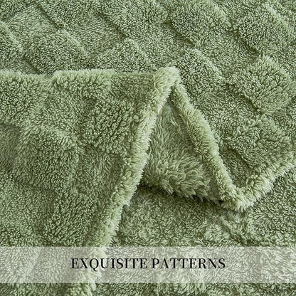 Aganear Blanket Queen Size - Cozy Soft Checkered Throw Blanket for Couch, Sofa, Bed, Office, Warm Decorative Present for Birthday, Christmas(90"x90", Sage Green)