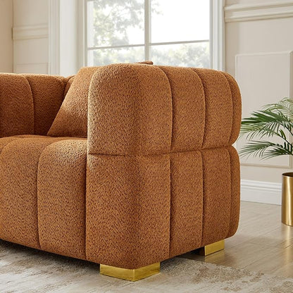 VANOMi 44.09”Oversized Accent Chair, Boucle Armchair with Deep Seat, Comfy Reading Chair for Living Room, Bedroom, Office, Apartment, Curry (1 Piece)