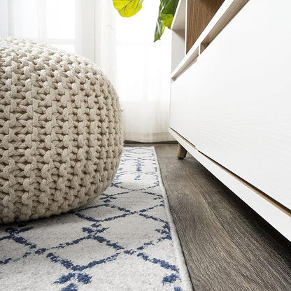 JONATHAN Y Boho Vintage Diamond Cream/Navy Indoor Area Rug 5X8 ft, Moroccan Hype for Living Room, Bedroom, Kitchen, Office, Easy-Cleaning, High Traffic, Pet-Friendly, Non-Shedding (MOH101F-5)