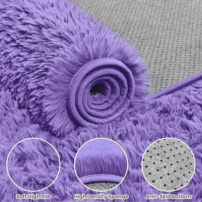 5x7 Area Rugs for Living Room Rug: Soft Fluffy Shag Purple Rugs for Bedroom, Non-Slip Large Fuzzy Plush Rug Indoor Floor Carpet for Nursery Kids Boys Girls Room, Dorms, Playroom, Modern Home Decor