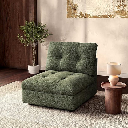 Oversized Modular Sectional Sofa with Storage, Modern Deep Seat Cloud Couch for Living Room, L-Shaped Large Sectional Couch, Only Single Seat, Green