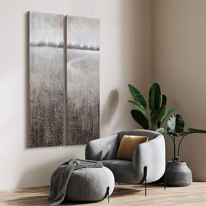 Empire Art Direct Abstract Wall Art Textured Hand Painted Canvas by Martin Edwards, Diptych, 60" x 20" each, Listlessness