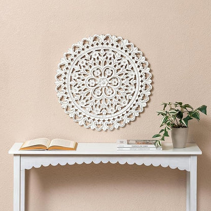 JFY Designs Wall Medallion - Wooden Wall Decor, Hand Carved & Embossed Decorative Wall Sculpture, Boho Farmhouse Wall Art, Perfect for Home, Office or any Living Space