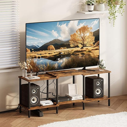 TV Stand, Entertainment Center, Industrial TV Media Console Table with Open Storage Shelves, 2 Tier TV Cabinet for Living Room, Bedroom LTS107RB