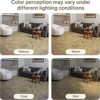 GENIMO Area Rug 2x3 Doormat, Machine Washable Low Pile Rugs, Small Retro Entryway Mat for Entrance, Hallway, Kitchen and Corridor, Tan Brown