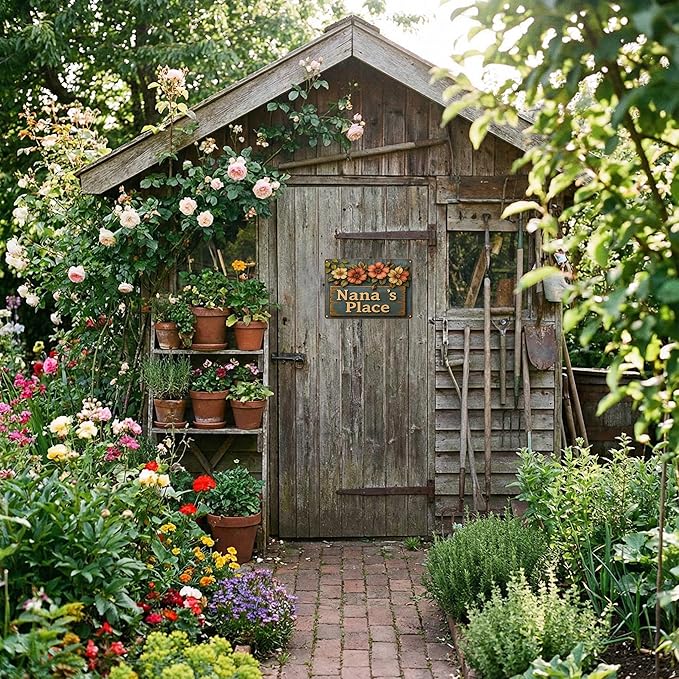 Funnysign Garden Gifts Nana's Place Vintage Gardening Tin Sign for Home Patio Garden Porch Greenhouse Yard Decor 8 X 12 Inch (3825)
