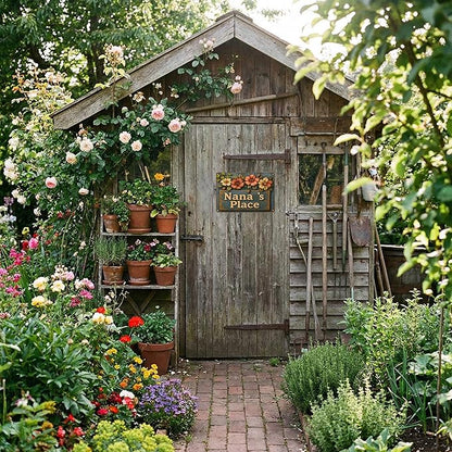 Funnysign Garden Gifts Nana's Place Vintage Gardening Tin Sign for Home Patio Garden Porch Greenhouse Yard Decor 8 X 12 Inch (3825)