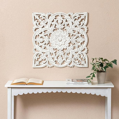 JFY Designs Wall Medallion - Wooden Wall Decor, Hand Carved & Embossed Decorative Wall Sculpture, Boho Farmhouse Wall Art, Perfect for Home, Office or any Living Space