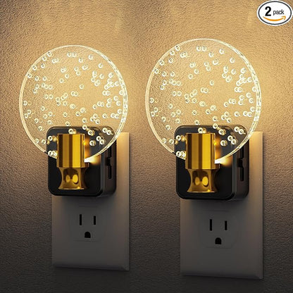 DORESshop LED Night Light[2 Pack], Decorative Bubble Night Light Plug Into Wall with Dusk-to-Dawn Sensor, Dimmable Nightlights for Bathroom Hallway, Bedroom,Kids Room,Stairway, Soft White