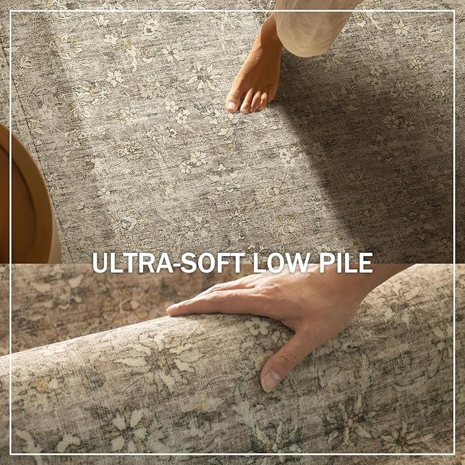 Washable Kitchen Rug Runners for Hallways: 2'x6' Bedroom Runner Rug Non Slip Low-Pile Stain Resistant Soft Indoor Floor Carpet Runner for Indoor Entryway Hallways Kitchen Laundry Room Farmhouse