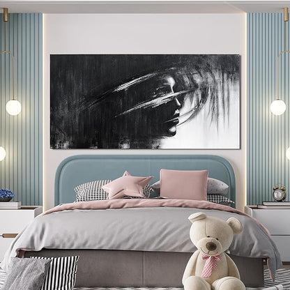 Canvas Wall Art Decor Large Wall Art Pictures for Living Room Black and White Abstract Wall Art Decor Large Artwork for Walls Modern Abstract Wall Art Prints Kitchen Bedroom Office Wall Decor 29"X58"