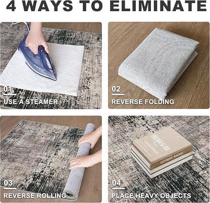 KILOCOCO Abstract Area Rug 3x5 Entryway Rug Washable Kitchen Rugs Non Slip Soft Pinted Entrance Rugs Indoor Mat for Front Door Foyer Farmhouse Living Room Floor Carpet, Black/Brown