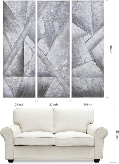 Empire Art Direct Abstract Wall Art Textured Hand Painted Canvas by Martin Edwards, Triptych, 60" x 20" each, Diamonds