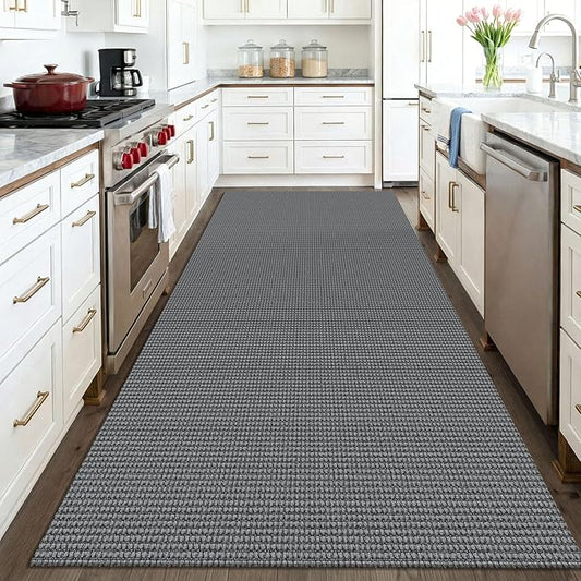 KOZYFLY Washable 4x6 Entry Woven Area Rug, Braided Throw Rugs for Entryway, Non Slip Door Mat Indoor Entrance, Front Porch Carpet for Foyer, Kitchen, Bedroom, Living Room, Grey/Dark Grey