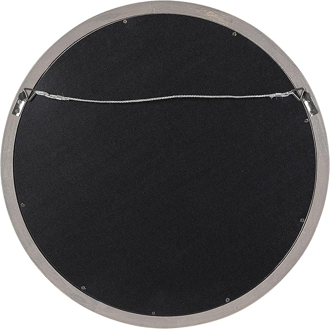 Kate and Laurel Hogan Farmhouse Round Wall Mirror; 18 Inch Diameter; Gray; Sophisticated Modern Mirror for Wall
