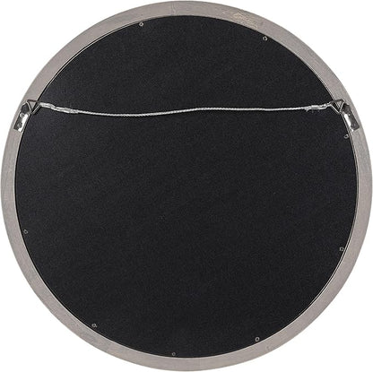 Kate and Laurel Hogan Farmhouse Round Wall Mirror; 18 Inch Diameter; Gray; Sophisticated Modern Mirror for Wall